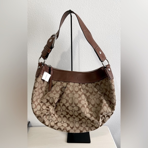 COACH Signature Large Soho Hobo Shoulder Purse Khaki Brown NWT - Picture 1 of 4